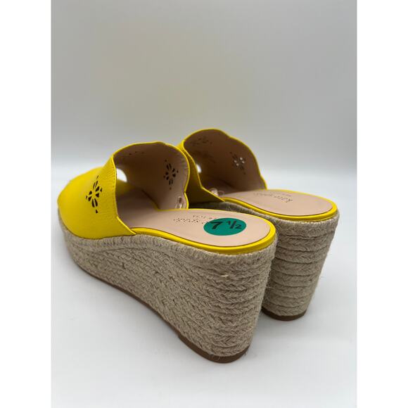 Kate Spade Tenley Espadrille Wedge Mule Sandal Yellow Leather S8311001 Size 7.5. - Picture 10 of 12